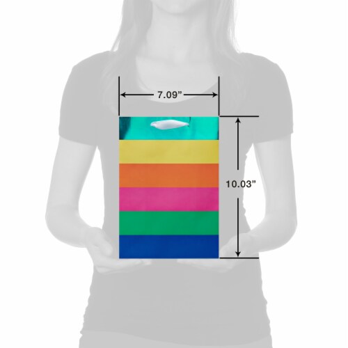 American Greetings Medium Gift Bag - Horizontal Multicolored Stripes (#5) Perspective: top