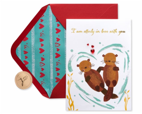 Papyrus Valentine's Day Card (I am Otterly in Love with You) Perspective: top