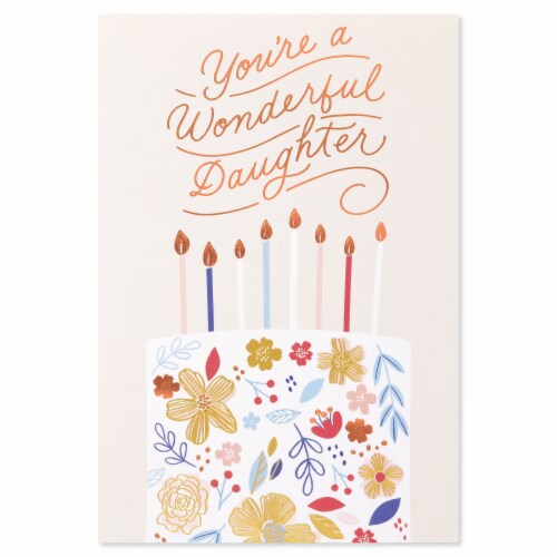 American Greetings Birthday Card for Daughter - Floral Cake (#31) Perspective: top