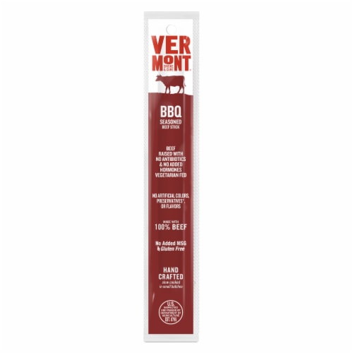 Vermont Smoke & Cure BBQ Seasoned Beef 1oz Jerky Stick 24ct carton Perspective: top