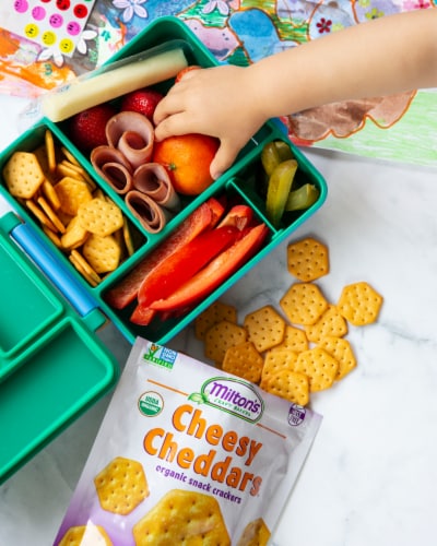 Milton's Craft Bakers Organic Cheesy Cheddar Crackers Perspective: top