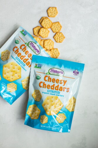 Milton's Craft Bakers Organic Cheesy White Cheddar Crackers Perspective: top