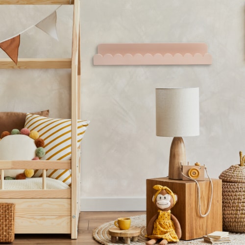 New View Long Pink Scallop Edge Shelf Perspective: top