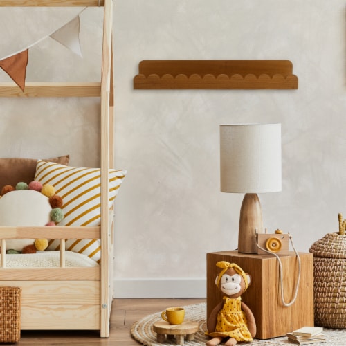 New View Long Natural Scallop Edge Shelf Perspective: top