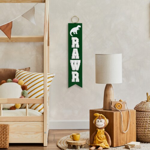 New View High RAWR Dino Themed Felt Banner Perspective: top