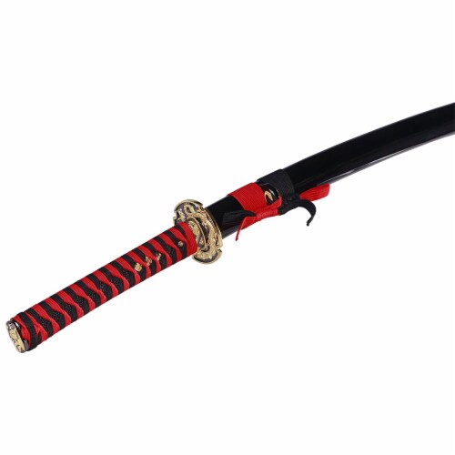 Siwode 40 Inch Carbon Steel Golden Dragon Full Tang Japanese Katana Blade, Red Perspective: top