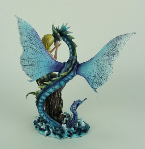 Mermaid Sitting with Blue Sea Dragon Statue Perspective: top