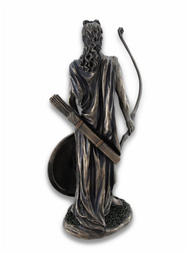 Roman/Greek God Apollo with Shield and Bow Bronzed Statue Perspective: top