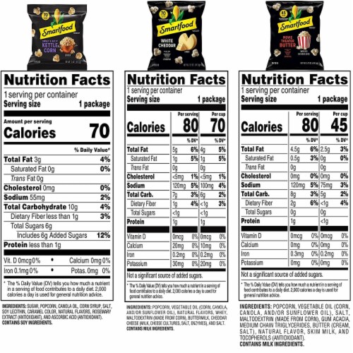 Smartfood Popcorn, Variety Pack - 0.5 oz (18 Pack) Perspective: top