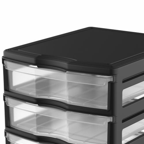 Life Story - Classic 3 Shelf Storage Container Organizer Plastic Drawers - Gray