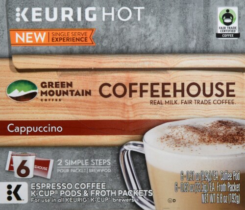 Green Mountain Coffee Kcup Cappuccino 6.8 Oz Perspective: top