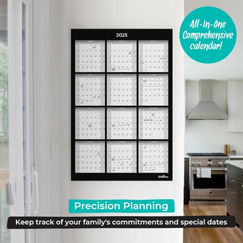 WallDeca 2024 Large Annual Erasable Laminated Wall Calendar, Jan 2024