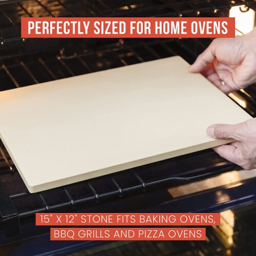 Chef Pomodoro Pizza Stone, 15 x 12 , Rectangular Natural Stone for Baking Ovens and Grills Perspective: top
