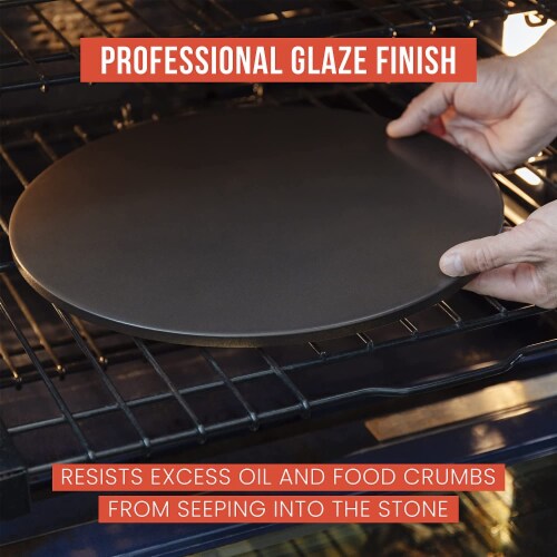Chef Pomodoro 15 Round Pizza Stone, Glazed Natural Stone for Baking Ovens and Grills Perspective: top