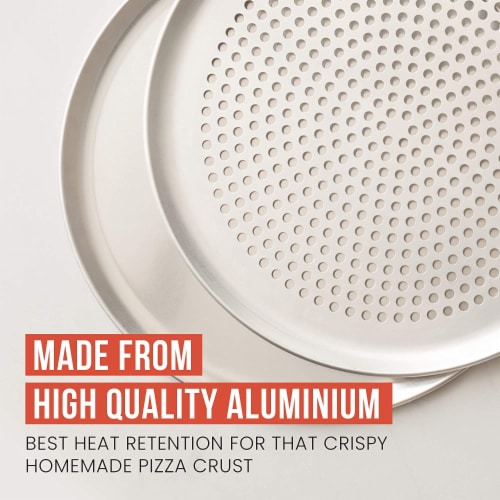 Two-Pack: 12 '' Perforated 12 '' Non-Stick Pizza Tray, 2 Piece Set, Baking Perspective: top