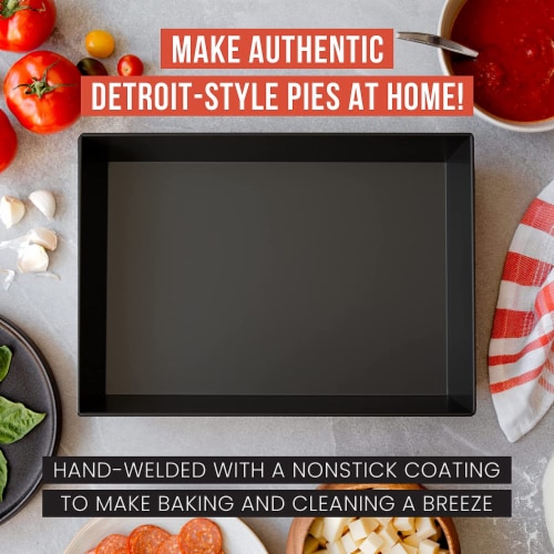 Chef Pomodoro Detroit Style Pizza Pan, 14x10", Non-Stick Aluminum, Pre-Seasoned Bakeware Perspective: top