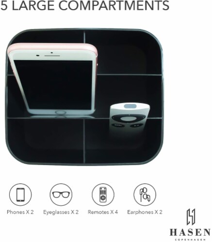 Remote Control Organizer Holder, Controller TV Guide, 5 Spacious Compartments, Black Perspective: top