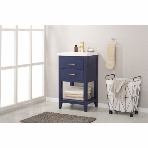 Design Element Group Cara 20  Single Sink Vanity in Blue Perspective: top