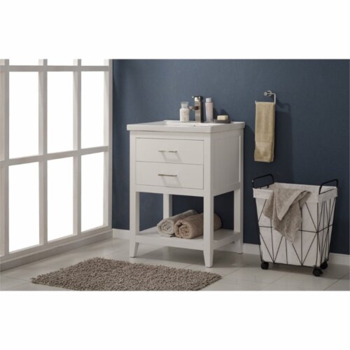 Design Element Group Cara 24  Single Sink Vanity in White Perspective: top