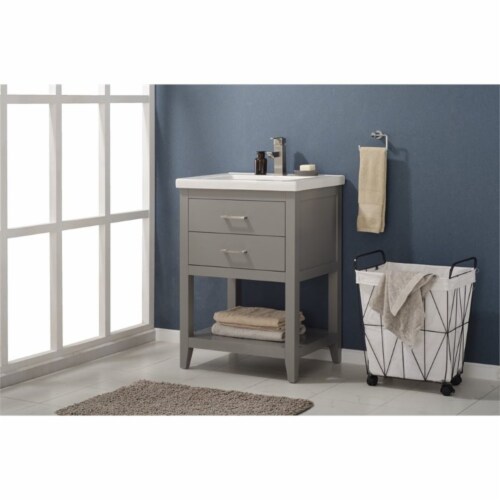 Design Element Group Cara 24  Single Sink Vanity in Gray Perspective: top