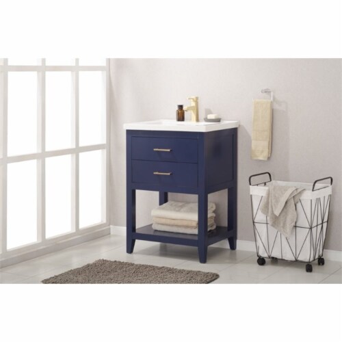 Design Element Group Cara 24  Single Sink Vanity in Blue Perspective: top