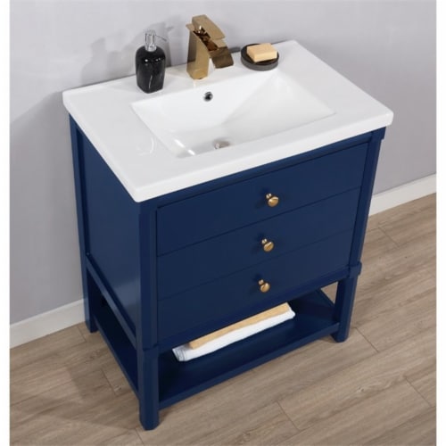Design Element Group Logan 30  Single Sink Vanity in Blue Perspective: top