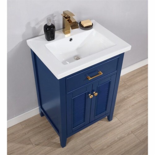 Design Element Group Cameron 24  Single Sink Vanity in Blue Perspective: top
