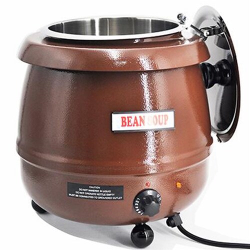 Sybo 10.5 Quart Electric Soup Warmer Commercial Crock Pot with Hinged Lid, Brown Perspective: top