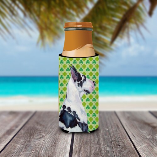 Great Dane St. Patrick's Day Shamrock Portrait Ultra Hugger for slim cans Perspective: top