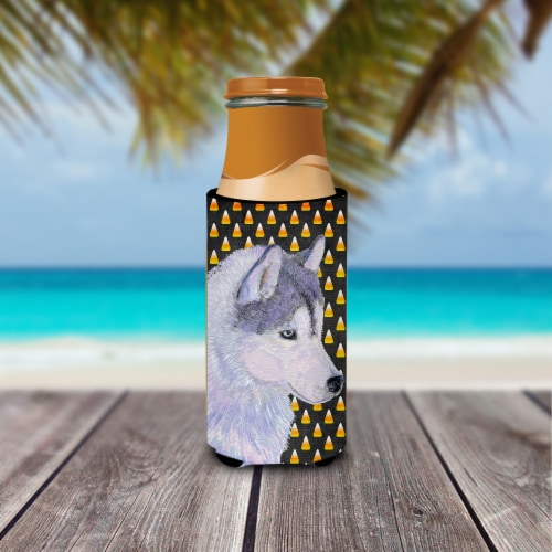 Siberian Husky Candy Corn Halloween Portrait Ultra Hugger for slim cans Perspective: top