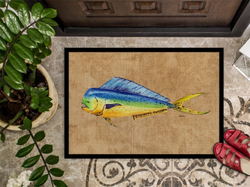 Carolines Treasures  8810MAT Dolphin Mahi Mahi Indoor or Outdoor Mat 18x27 Perspective: top