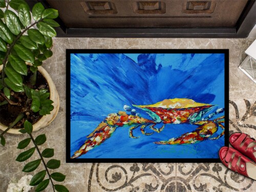 Carolines Treasures MW1163JMAT Big Spash Crab in blue Doormat 24x36 Perspective: top