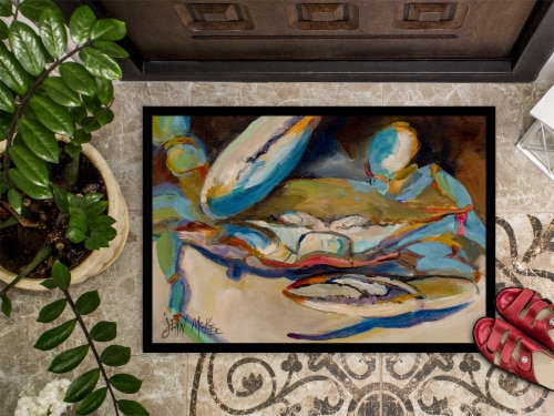 Carolines Treasures JMK1099JMAT Big Crab Claw Blue Crab Doormat 24x36 Perspective: top