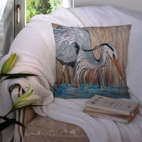 Carolines Treasures JMK1228PW1414 Blue Heron Fabric Decorative Pillow 14Hx14W Fry s Food Stores