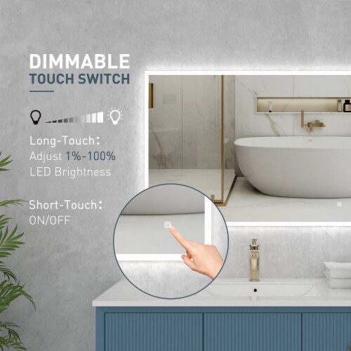 36x28 inch Rectangle LED Lighted Bathroom Mirror Bluetooth Speaker,3