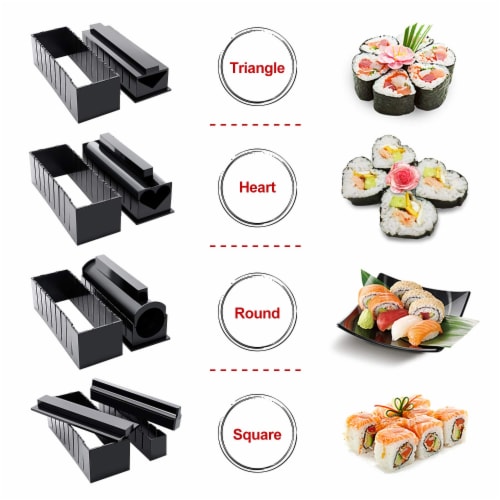 Sushi Maker Kit, AGPtek 11pcs DIY Sushi Making Kit Roll Sushi Maker Rice Roll Mold Including Perspective: top