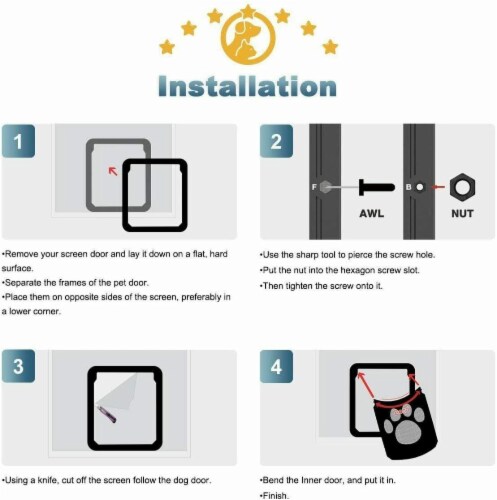 Ownpets Pet Dog Cat Small Screen Locking Flap Door Magnetic Automatic Slide Protector Perspective: top