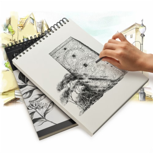 AGPTEK  Sketch Book 9X12 ，Sketch Pad 100 Sheets，2 Pack，60lb / 100g/m2 Perspective: top