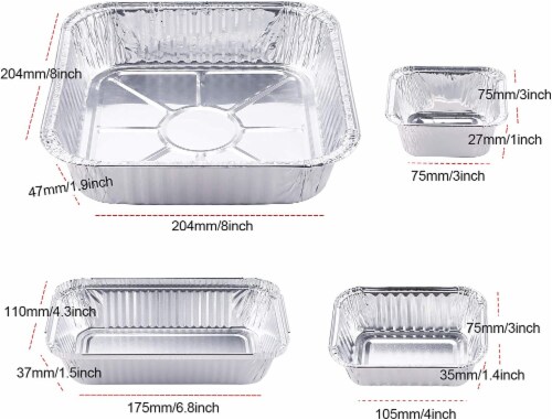IMAGE 51 Packs Aluminum Loaf Pans Disposable Premium Heavy-Duty Tin Foil 4 Sizes Perspective: top
