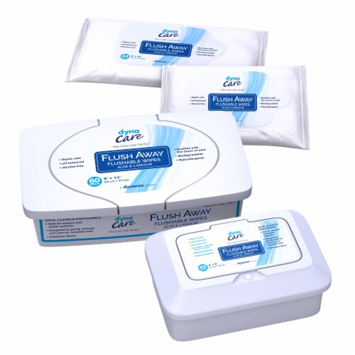 Flush Away Adult Adult Wipe or Washcloth 9 x 13 1321, 1 Pack 60 Wipes Perspective: top