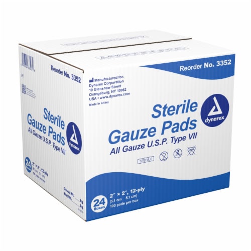 Dynarex 12-Ply Gauze Sponge Sterile 2 x 2 1 Box(es) 100 per Box Perspective: top