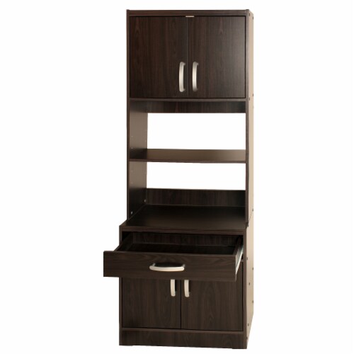 Better Home Products Shelby Tall Wooden Kitchen Pantry in Tobacco Perspective: top