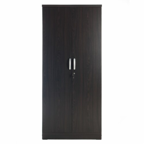 Better Home Products Harmony Wood Two Door Armoire Wardrobe Cabinet in Tobacco Perspective: top