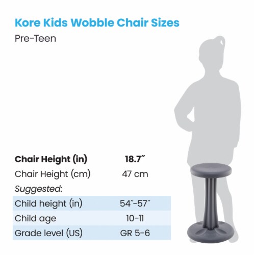 Kore Teen Active Chair 18.7" - Gray Perspective: top