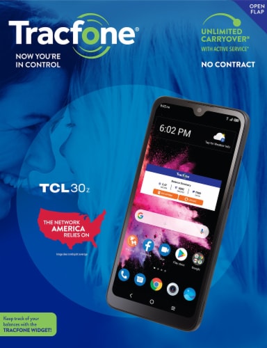 Tracfone® TCL 30 Z Prepaid Smartphone - 32GB Black Perspective: top