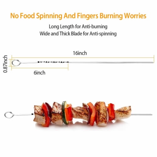 10Pcs BBQ Skewers 16in Kabob Skewers V Shape Stainless Steel Shish