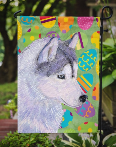 Carolines Treasures SS4809GF Siberian Husky Easter Eggtravaganza Garden Flag Perspective: top