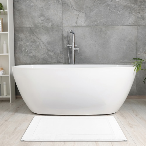 uxcell Towel Cotton Banded Reversible Step Out Soft Plush Absorbent Bath Rug Perspective: top
