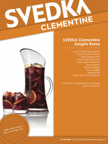 SVEDKA Clementine Orange Flavored Vodka Perspective: top