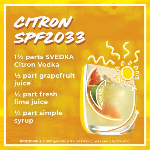 SVEDKA Citron Lemon Lime Flavored Vodka Perspective: top